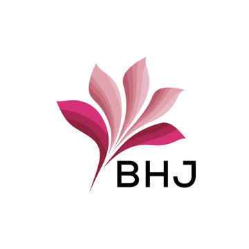 BHJ Elegant Abstract Floral Logo Design BHJ  Later Logo, with Pink Petals and BHJ Text
