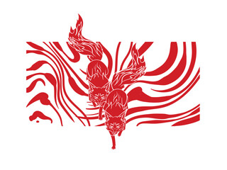 Red fox illustration with japanese style for kaijune event
