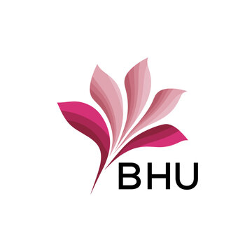 BHU Elegant Abstract Floral Logo Design BHU  Later Logo, with Pink Petals and BHU Text
