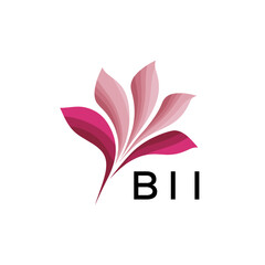 BII Elegant Abstract Floral Logo Design BII  Later Logo, with Pink Petals and BII Text
