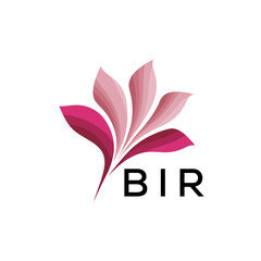 BIR Elegant Abstract Floral Logo Design BIR  Later Logo, with Pink Petals and BIR Text
