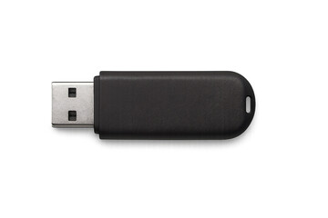 Black USB Flash Drive Isolated on Transparent Background