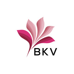 BKV Elegant Abstract Floral Logo Design BKV  Later Logo, with Pink Petals and BKV Text
