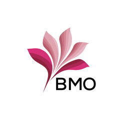 BMO Elegant Abstract Floral Logo Design BMO  Later Logo, with Pink Petals and BMO Text
