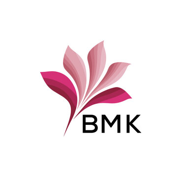 BMK Elegant Abstract Floral Logo Design BMK  Later Logo, with Pink Petals and BMK Text
