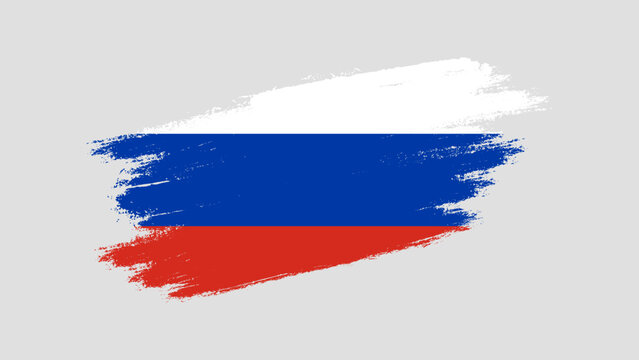 Russian Federation flag in grunge brush stroke style vector illustration