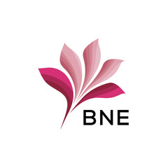 Fototapeta premium BNE Elegant Abstract Floral Logo Design BNE Later Logo, with Pink Petals and BNE Text 