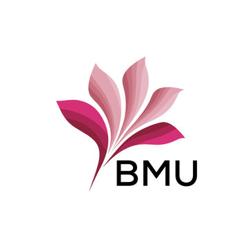 BMU Elegant Abstract Floral Logo Design BMU  Later Logo, with Pink Petals and BMU Text
