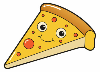 Cartoon illustration of a slice of delicious cheese pizza. Watercolor vector illustration