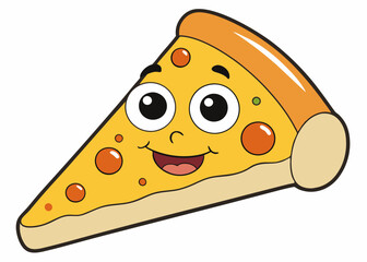 colorful pizza on yellow background with vibrant and bright colors. Creative vector cartoon illustration