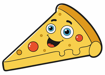 colorful pizza on yellow background with vibrant and bright colors. Creative vector cartoon illustration