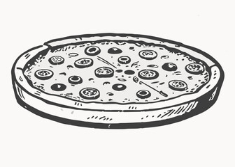 Bright colorful pizza on yellow background with vibrant and bright colors. Pizzeria logo template