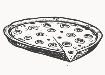 Modern Pizza Icon . Hand Drawn Pizza Vector vintage style Minimalist concept vector illustration