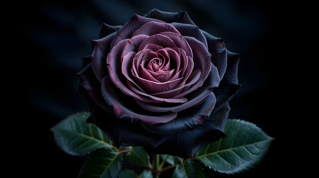 Dramatic Dark Rose Against a Black Background, Evoking Mystery, Elegance, and Unconventional Beauty