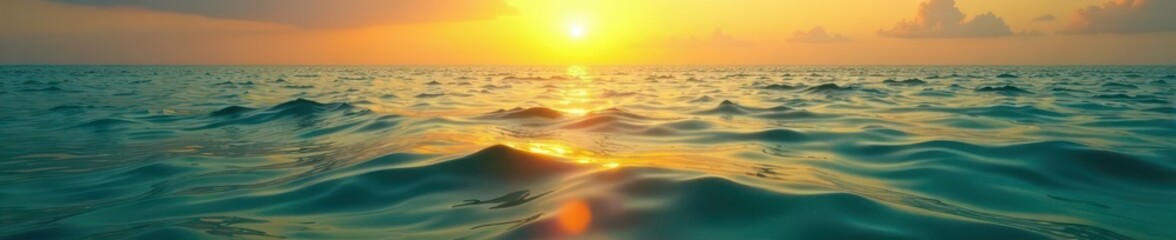 Emerald sea, golden sunset reflecting on calm waves , waves, mediterranean, sunset