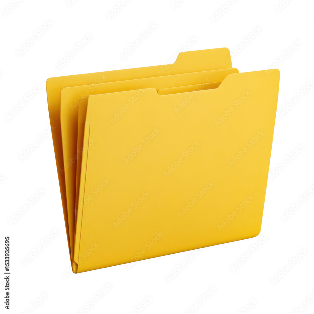 Poster yellow file folder on white background for office organization and document management essentials tr