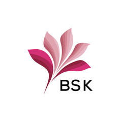 Fototapeta premium BSK Elegant Abstract Floral Logo Design BSK Later Logo, with Pink Petals and AAB Text 