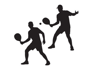 Two Silhouettes of Players in Action During a Padel Tennis Match