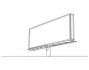 Continuous line drawing of blank billboard. Single line illustration of billboard. Advertisting and promotion, business concept. Editable outline