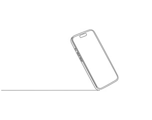 Continuous line drawing of handphone. Single line illustration of modern phone. Smart technology, gadget concept. Editable outline