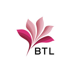 BTL Elegant Abstract Floral Logo Design BTL Later Logo, with Pink Petals and AAB Text

