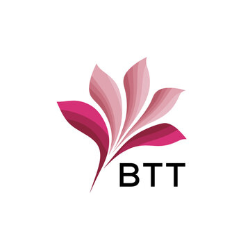 BTT Elegant Abstract Floral Logo Design BTT Later Logo, with Pink Petals and AAB Text
