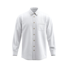 White Long Sleeve Button-Up Shirt on Transparent Background for Fashion and Apparel Display Transparent background or png