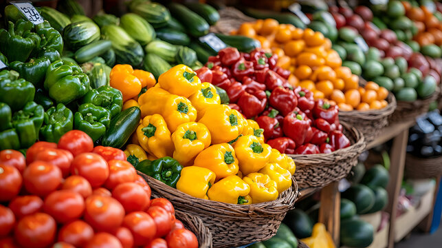Close-up Fresh vegetables displayed in traditional market