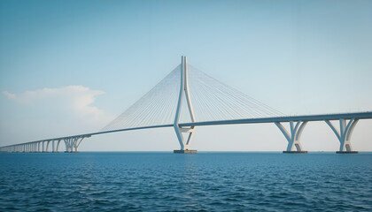 Modern Cable-Stayed Bridge Over Serene Waters – Architectural Elegance and Engineering Marvel