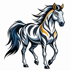  Horse realistic  design and bold line black , white background ,full  color