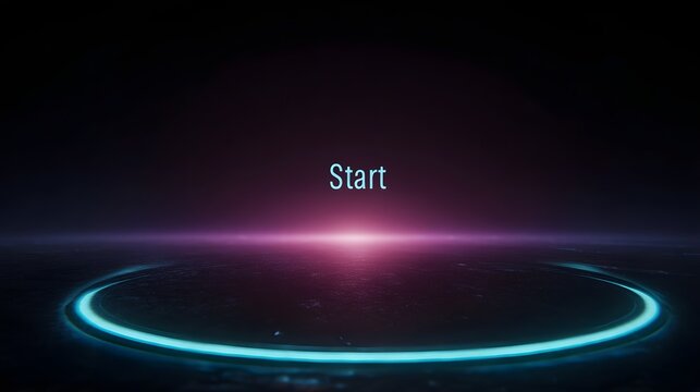 Glowing UI interface labeled  Start  floating above control table