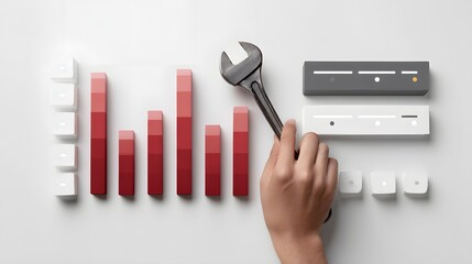 Hand controlling a maintenance dashboard with data analytics