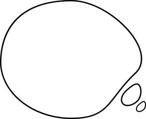 フキダシの先端が丸を描いている、思いを表現する吹き出し。黒線と白のシンプルなふきだし。