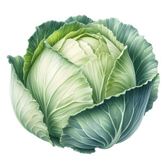 Fototapeta premium watercolor of a whole white cabbage