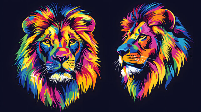 Colorful lion to print on t-shirt