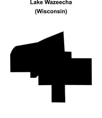 Lake Wazeecha (Wisconsin) blank outline map