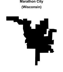 Obraz premium Marathon City (Wisconsin) blank outline map
