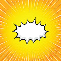 Halftone, pop art, starburst cartoon style background. blank colorful comic abstract background template. comic background with speech cloud and sunburst