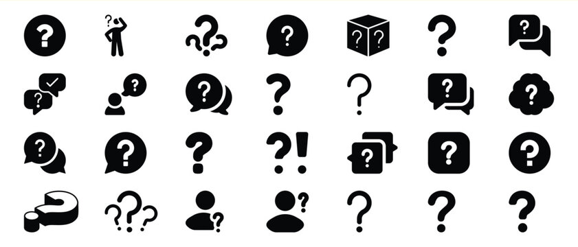 Black Question Mark Icons Set F A Q Symbols question marks