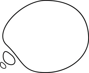 フキダシの先端が丸を描いている、思いを表現する吹き出し。黒線と白のシンプルなふきだし。