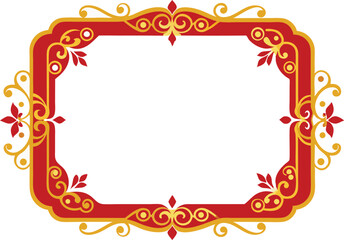 Elegant Red and Gold Ornate Frame Border Design Element