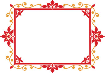 Elegant Red and Gold Floral Frame Border Design