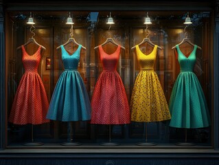 Vintage dresses in a shop window