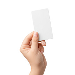 Hand Holding Blank Card with White Background Ideal for Business, Marketing, Identity, Green Initiatives, and Design Mockups Transparent background or png
