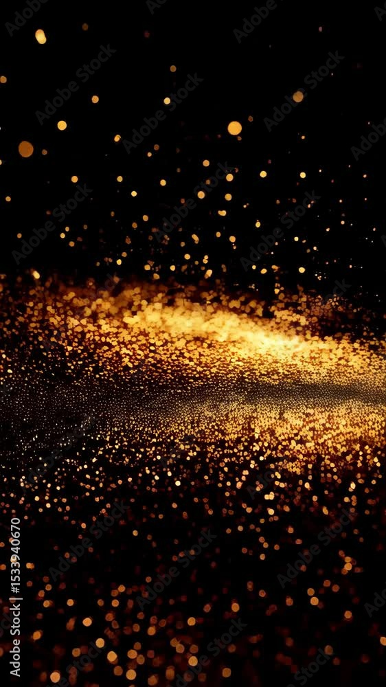 Aufkleber abstract dark backdrop with golden, sparkling dust particles and blurred bokeh lights, creating a ma