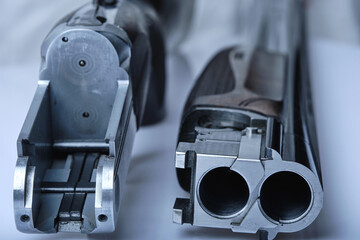 sport shotgun barrel after shooting with gunpowder particles
