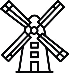 Windmill Icon Outline Vector Illustration