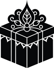 Traditional Silhouette of Indian Gift Box with Ornamental Wrapping