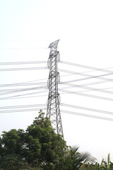 Electric pole - high voltage on white background