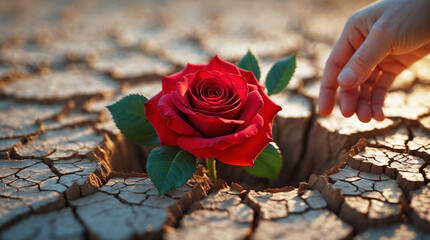 red rose on wooden background